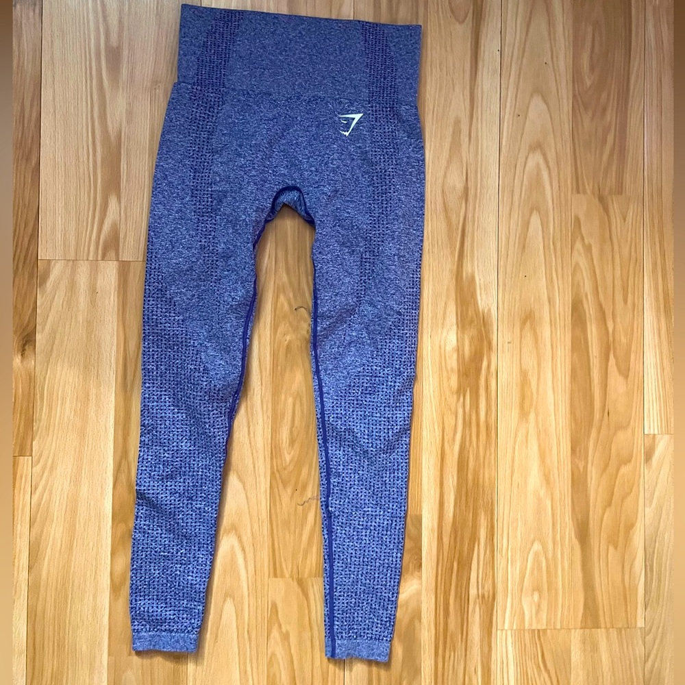 Gymshark seamless leggings, XS, purple, used with small hole on leg.
